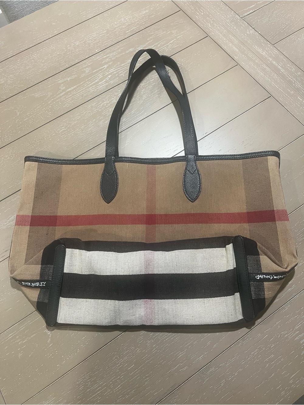 BURBERRY CLASSIC CHECK GRAFFITI REVERSIBLE TOTE